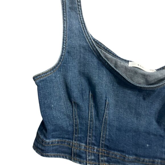 ALC Women's Denim Stitched Crop Tank Top Size 8 - Picture 2 of 5